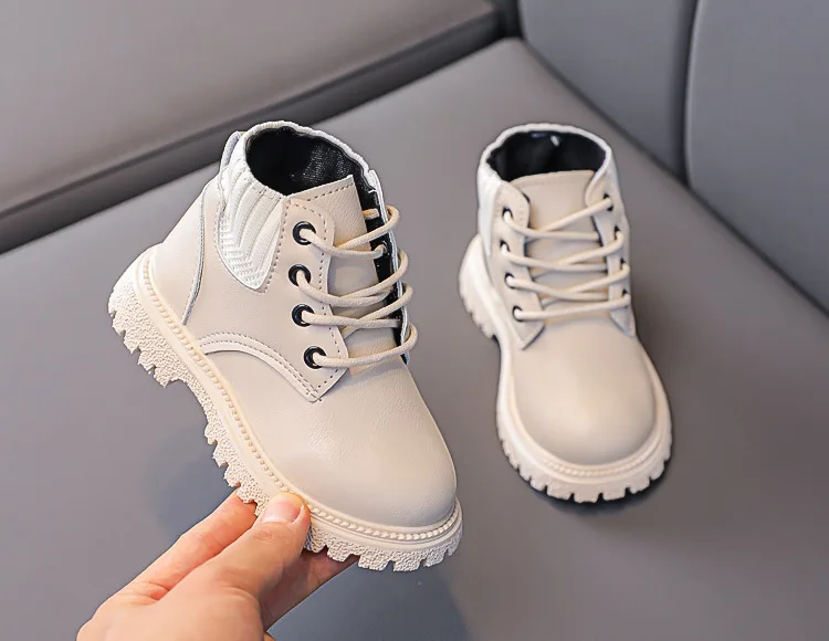Baby Boys Boots for Kids Girls Booties Leather Shoes Soft Sole Fashion Martin Boots Waterproof Non-slip Plush Boy Running Shoes