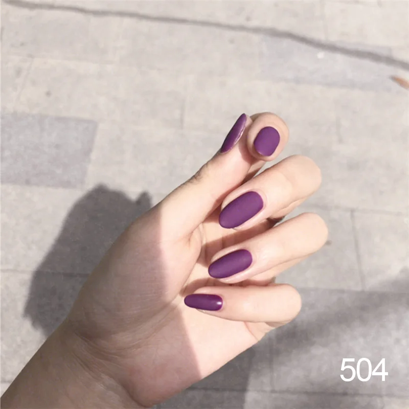 style504 Новые одноцветные матовые надавливающие ногти, Модные Цветные ножные наконечники для ногтей для девочек, сделай сам, искусственные ногти с клеевой наклейкой на ногти - Цвет: style504