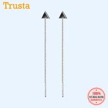 Trusta, 925 пробы, серебряные серьги-гвоздики, ювелирные изделия, черный треугольник, связанные 9,2 см, длинные серьги для женщин, модные серьги DS1304