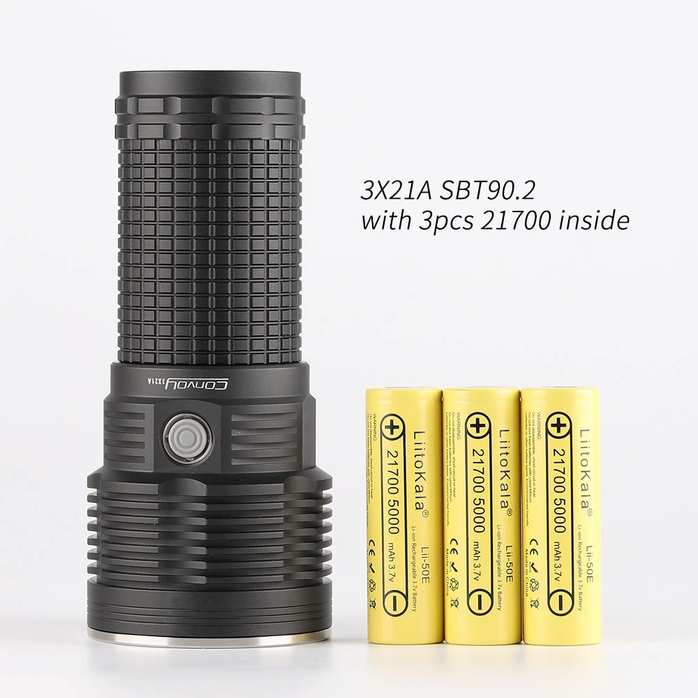 high quality flashlights Convoy 3X21A flashlight, SBT90.2, 5400lm, with temperature control and type-c charging interface,with 3pcs 21700 battery inside led pocket torch