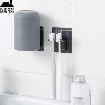 

Bathroom Accessories Toothbrush Holder with Cup Toothbrush Holder Suction Hooks Storage Rack Cup Wall Mount Toothbrush Cup