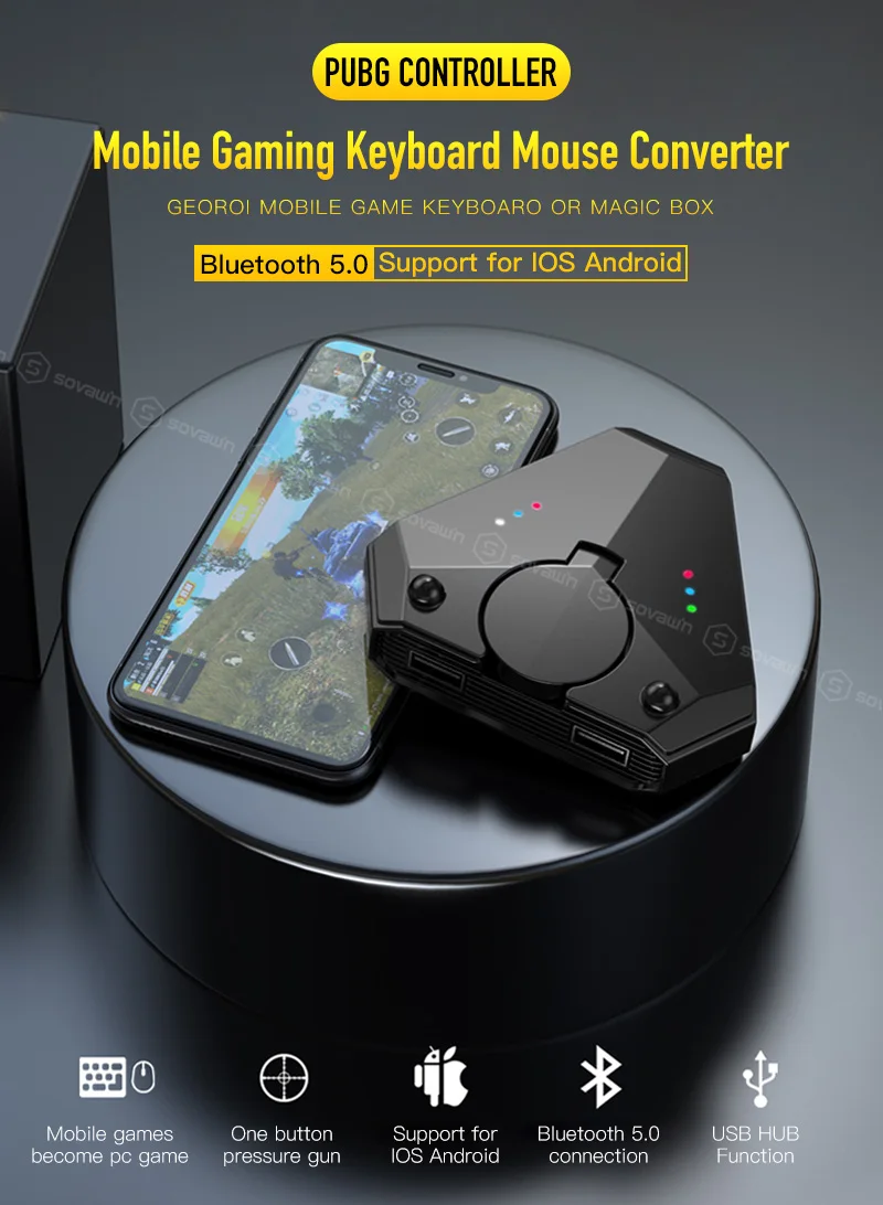 Геймпад Pubg Мобильный Bluetooth 5,0 Android PUBG контроллер мобильный контроллер игровая клавиатура мышь конвертер для IOS iPad к ПК