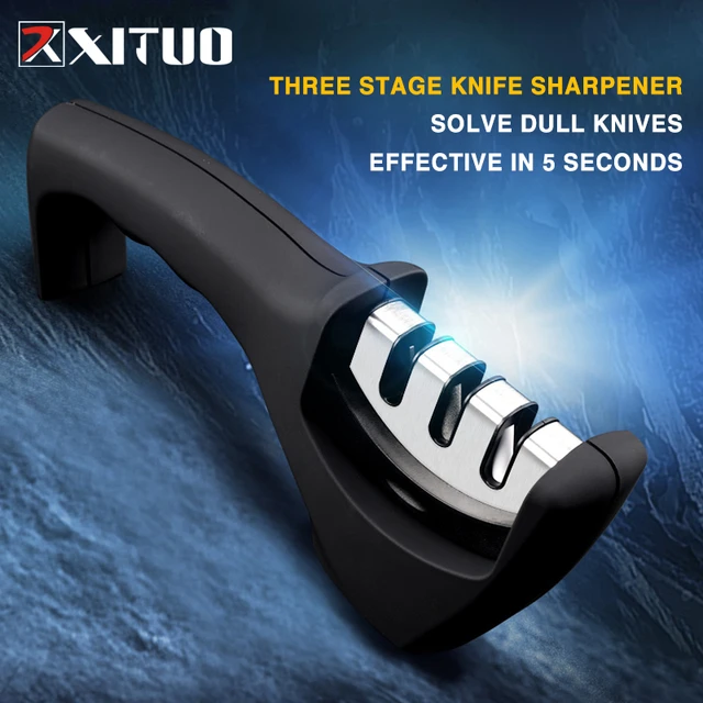 Electric Knife Sharpener Kitchen Professional Knife Sharpening Tool With  Protective Cover Diamond Coated Blades Kitchen - AliExpress