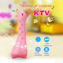Дети Раннее Образование забавные обучающие игрушки для детей беспроводной Жираф Модель микрофона Музыка Караоке Пение музыка детская игрушка