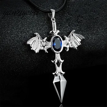 

2019 New Demon Sword Cross Necklaces Pendants for Men Vintage Love Wings Leather Chain Best Friends Necklace Jewelry