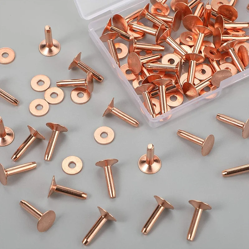 50 Sets Copper Rivets and Burrs Leather Belt Wallets Leather DIY Craft Supplies 9/16 Inches