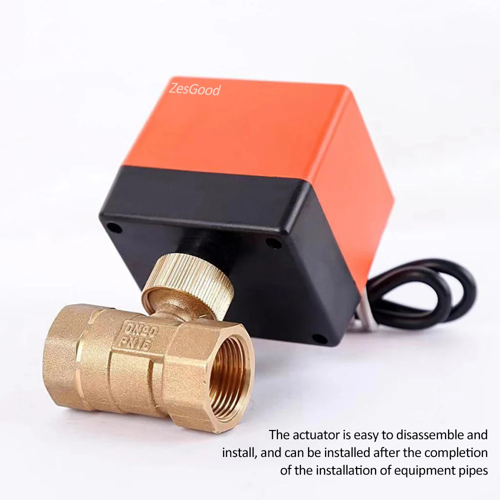 

ZesGood Electric Ball Valve AC220V DN20 3-wire 2-way Control Brass Thread Electric Ball Valve Stable Motorized Ball Valve