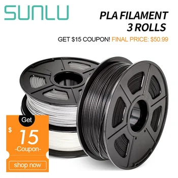 

SUNLU PLA Filament 1kg 1.75mm 3Rolls 3D Printer Material 3kg PLA for 3D Pen Filamento Extruder Filaments Black White Grey Combo
