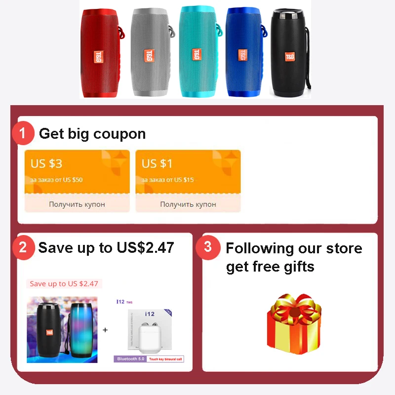 Portable Speaker Bluetooth Column Wireless Bluetooth Speaker Powerful High BoomBox Outdoor Bass HIFI TF FM Radio with LED Light