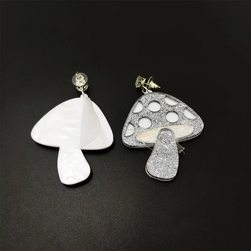 KUGUYS Fashion Jewelry Glitter Mushroom Drop Earrings for Women Acrylic Trendy Accessories Gift - Image 2