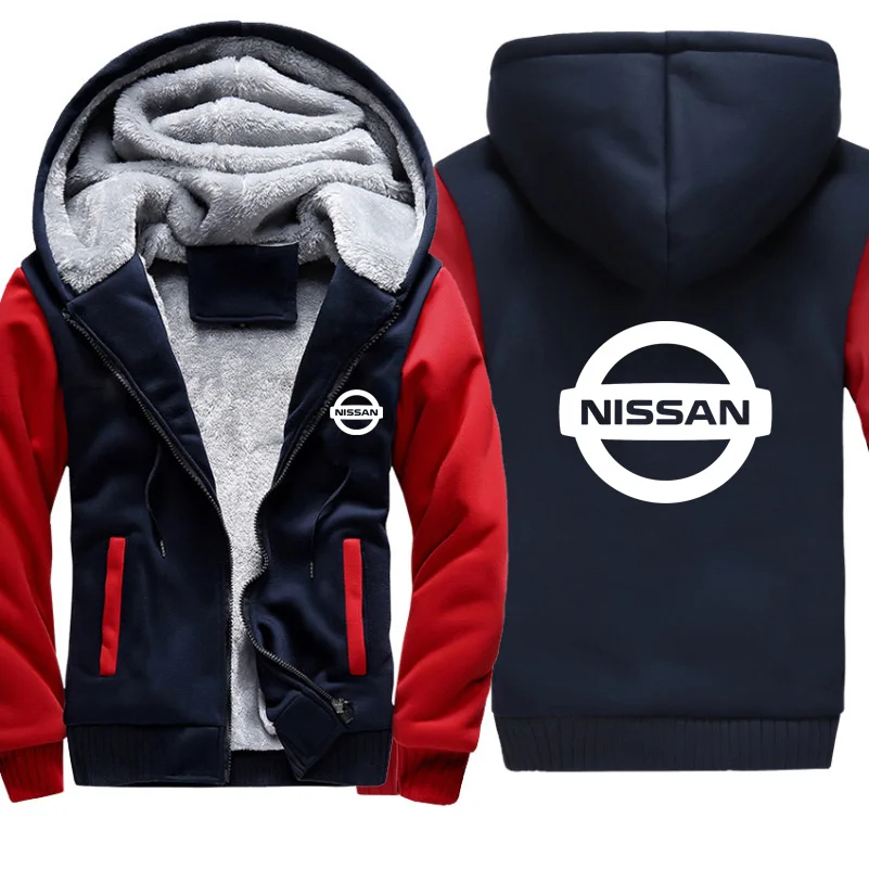 Мужские толстовки с капюшоном с логотипом Nissan, мужские толстовки с капюшоном, повседневные зимние плотные теплые флисовые хлопковые куртки на молнии, мужские спортивные костюмы