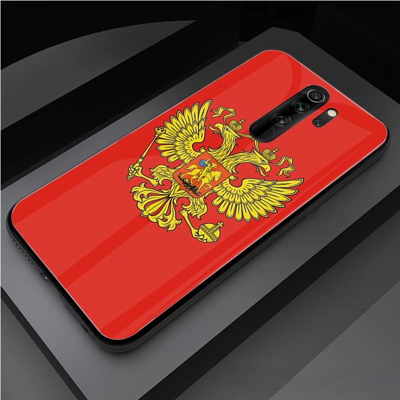 Russia Russian Flags Emblem Tempered Glass Phone Case For Redmi Note 5 6 7 8 9 Pro Note8T Note9S Redmi8 9 Cover Shell phone cases for xiaomi Cases For Xiaomi