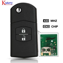 kutery atualizado flip remoto chave do carro 2 Botão 433MHz 4D63 Chip para Mazda 2 3 6 CX7 CX9 RX8 Visteon Modelo No. 41521