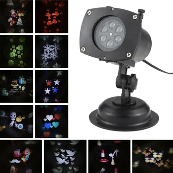 

Halloween/Christmas/Easter Projector Lamp Rotating LED Projection Light 12 Patterns Replaceable Len for Festival Home Decoration