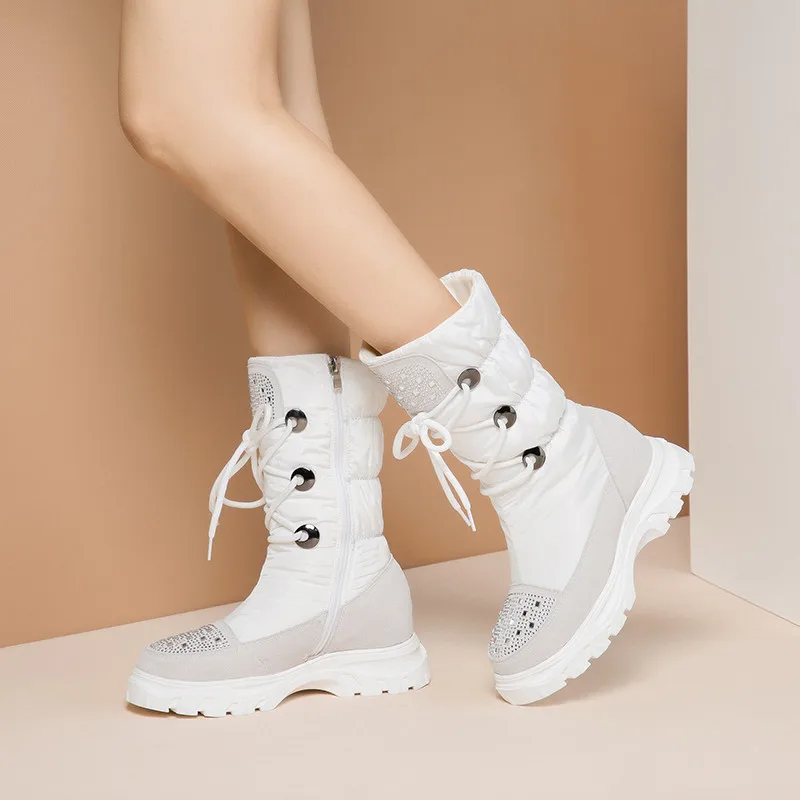 ASUMER/ г., новые зимние ботинки женские повседневные Зимние ботильоны на молнии теплые ботинки из замши Удобная плюшевая женская обувь
