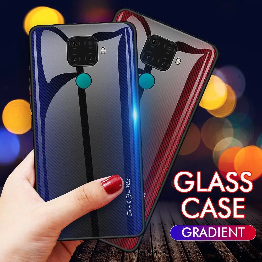 

Gradient Glass Case for Huawei P Smart 2019 Mate 30 20 Lite P20 P30 Texture Glass Phone Cover for Nova 5 5i Pro 4e Coque Fundas
