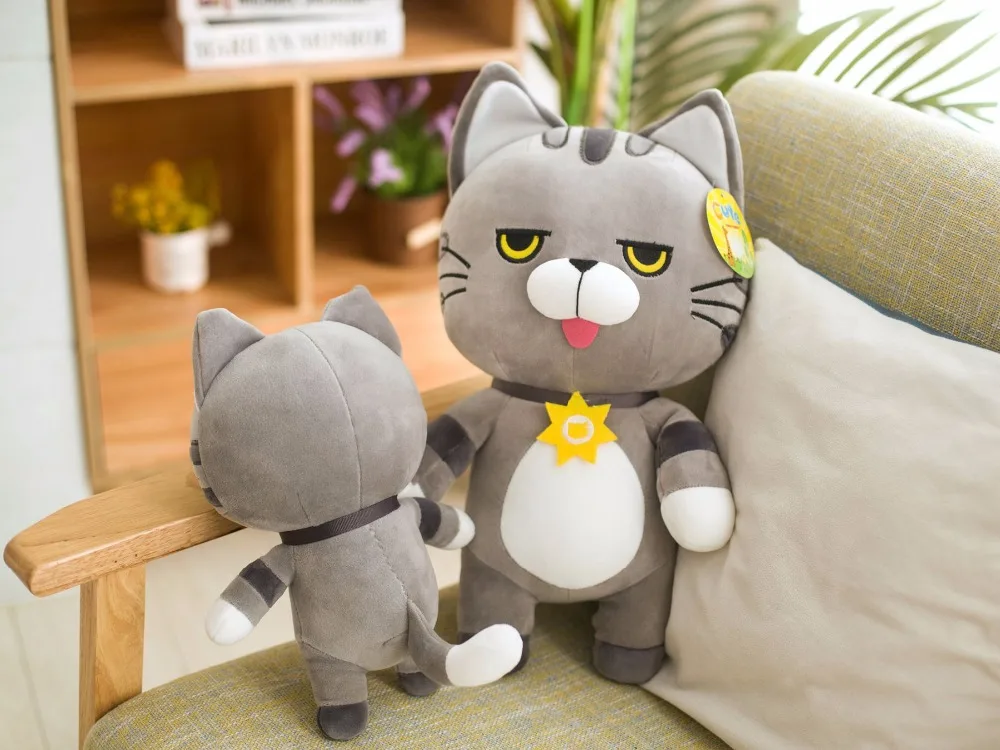 Симпатичная кукла-плюшевый Кот 28-55 см, мягкая игрушка с серыми котами, подушка для животных, детская спальная кукла-компаньон, подарок для девочки