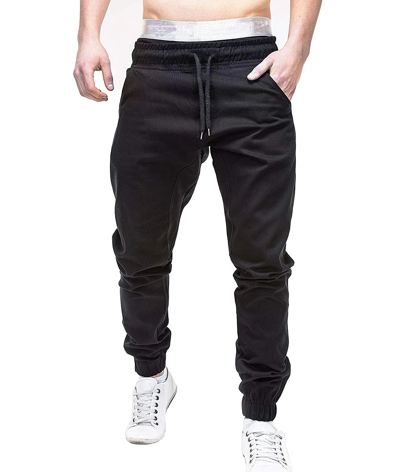 Импортные товары, M-6XL, большие размеры, однотонные повседневные брюки на шнурке с закрытым отворотом, европейские и американские мужские штаны 3410