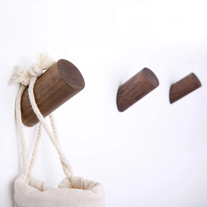 Natural Wooden Coat Hooks Wall Mounted Single Wall Hook Robe Clothes Towel Hat Rack Handmade Craft