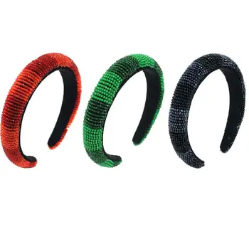 

Baroque Full Jewelry Headband Thicken Padded Rhinestone Plaid Wide Hair Hoop 40JF