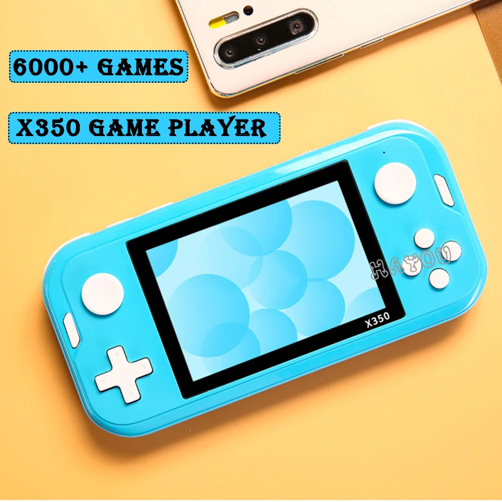 X350 Game Console Handheld Game Player 3.5 Inch IPS Screen with 6000+ Retro Games Video Game Console for GBA/MD/FC 10 Emulators
