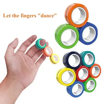 

3pc/set Anti-Stress Finger Magnetic Rings For Autism Anxiety Relief Focus Kids Decompression Fingertip Toys Magic Ring Game