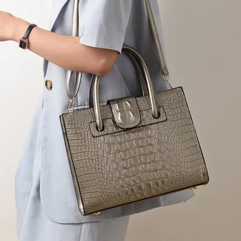 

Large Capacity alligator top handle bags vintage luxury handbags women bags designer crocodile pattern shoulder crossbody bags