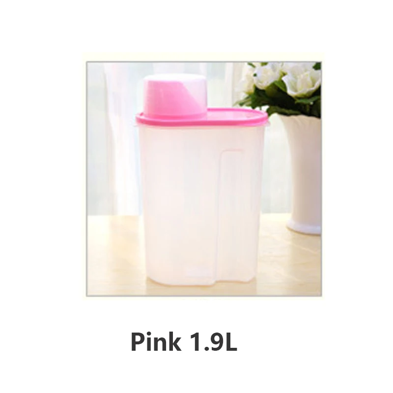 Pink 1.9L Кухонная пластиковая герметичная банка, 3 цвета, коробка для хранения зерна, банка для хранения чая, многозерновая банка, очень большой резервуар для хранения - Цвет: Pink 1.9L