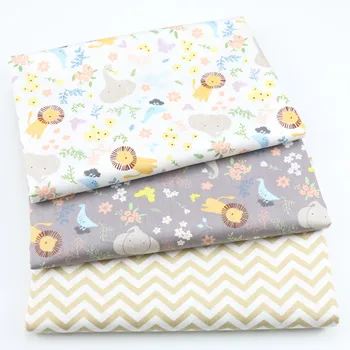 

Syunss Lion Elephant Floral Printed Cotton Fabric for Diy Patchwork Quilting Baby Cribs The Cloth Cushions Blanket Sewing Tissus