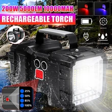 200 Вт 5000лм яркий переносной Точечный светильник, ксеноновый поисковый светильник для охоты, поисковый светильник, USB Перезаряжаемый светильник-вспышка, лампа для кемпинга, фонарь