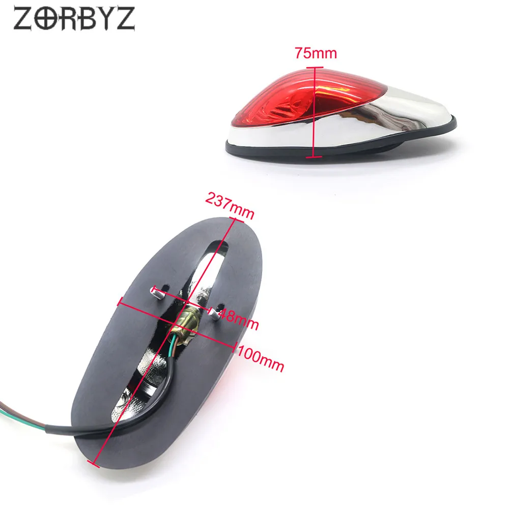 Задний стоп светильник ZORBYZ для мотоцикла хромированный с красными линзами Kawasaki