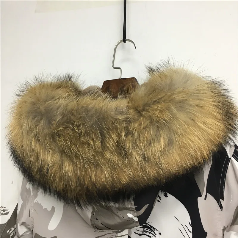 Камуфляжная короткая парка с подкладкой из искусственного меха, новинка года, стильное пальто, зимняя теплая Женская Повседневная куртка с воротником из натурального меха енота