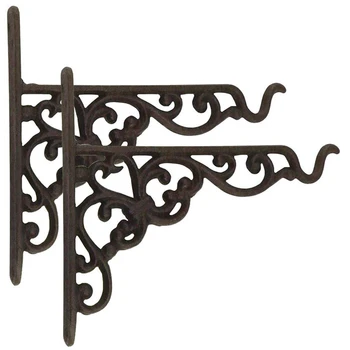 

New 2 Pack Cast Iron Plant Hanger Hanging Planters Basket Wall Hook with Screws, Vintage Metal Wall Stands for Bird Feeders, Pla