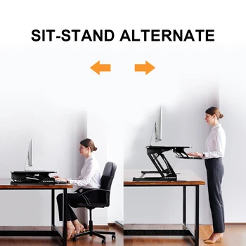 

Computer Workstation Dual Monitor Adjustable Standing Desk Sit to Stand Desk 36" Tabletop Stand up desk