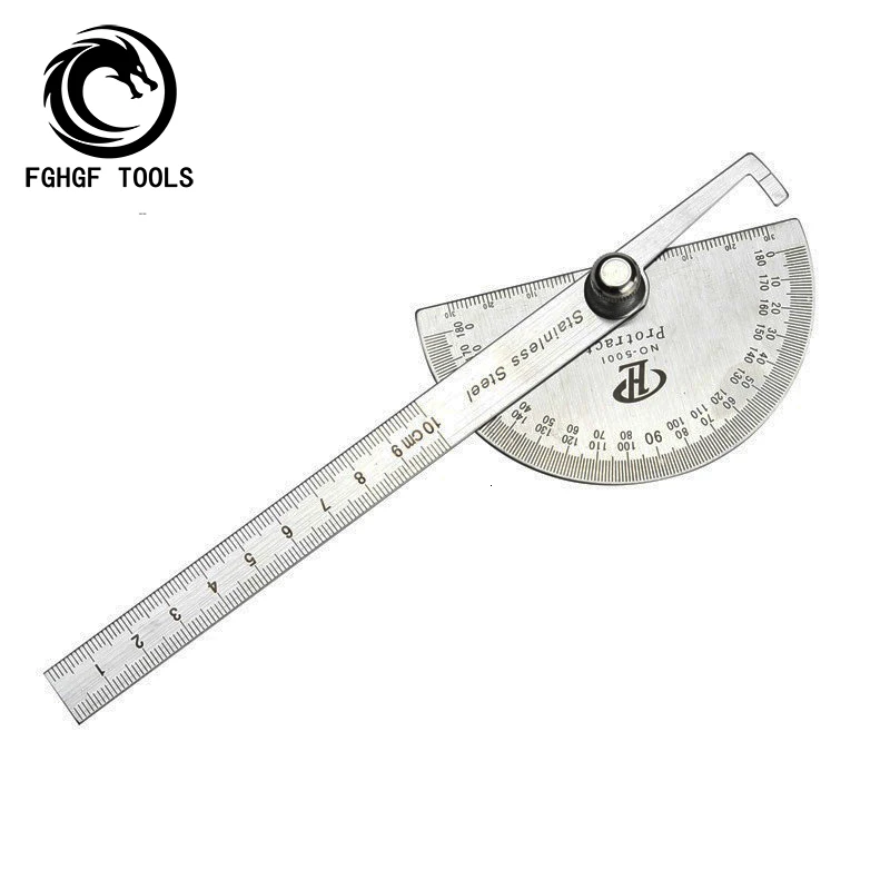 

FGHGF Steel Stainless 10cm 180 Degree Adjustable Protractor Angle Finder Woodworking Craftsman Ruler Caliper Measuring Tools