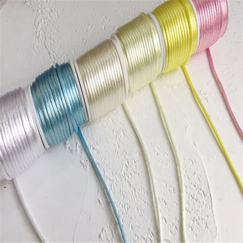 Popular colors 2mmX10m/roll Braided Macrame Silk Satin Nylon Cord Rope DIY Making Findings Beading Thread
