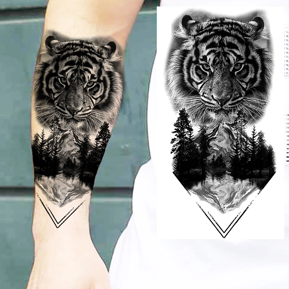 Black Vampire Temporary Tattoos For Men Women Realistic Wolf Lion Warrior Waterproof Fake Tattoo Sticker Forearm Tatoos Creative