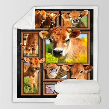 

Aggcual cartoon Farm animals throw blanket Digital printed Bedspread cow Sherpa blanket for bed sofa cover bedding drop shipping