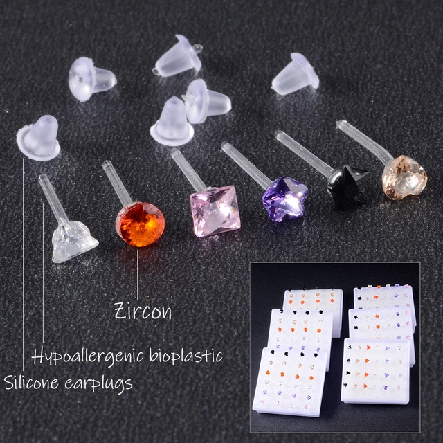 Hypoallergenic Plastic Earrings  Ear Stud Earrings Transparent - Stud  Earrings Women - Aliexpress