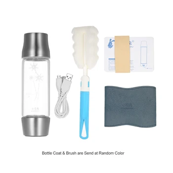 

Hydrogen Water Bottle 450ml Simple Transparent Glass Water Bottle with Lid Portable BPA-free Glass Bottle with Cleaning Brush