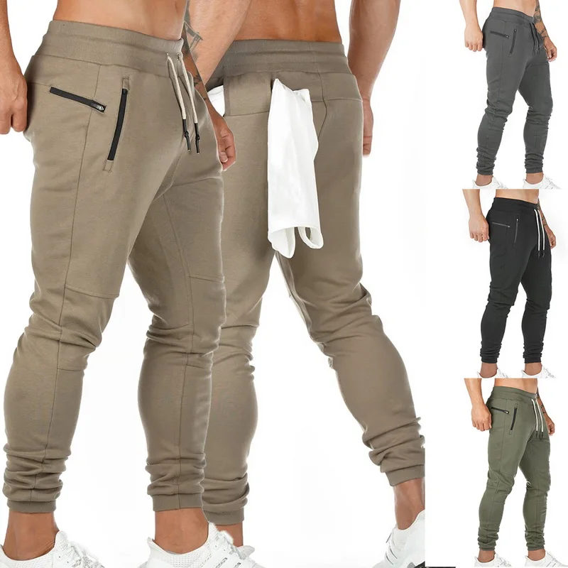 

Men's Sportswear Drawstring Waist Sports Trousers 2019 Gym Joggers Pants Zipper Pockets Sweatpants Track Pants Running Clothes