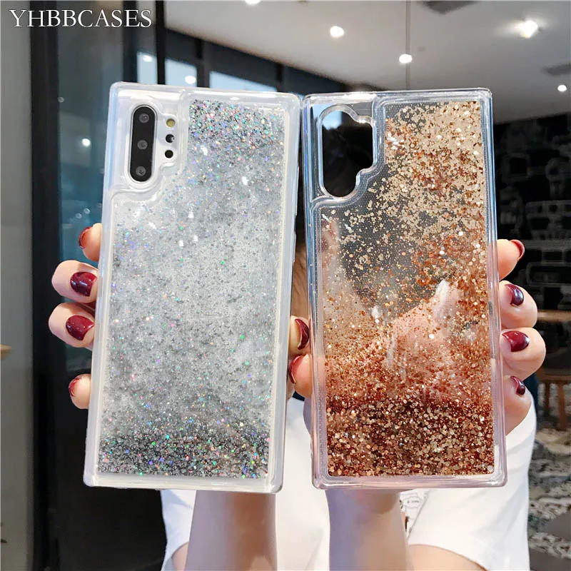YHBBCASES Серебристые/золотые блестящие динамические жидкие Чехлы для Samsung Galaxy S10 Plus S8