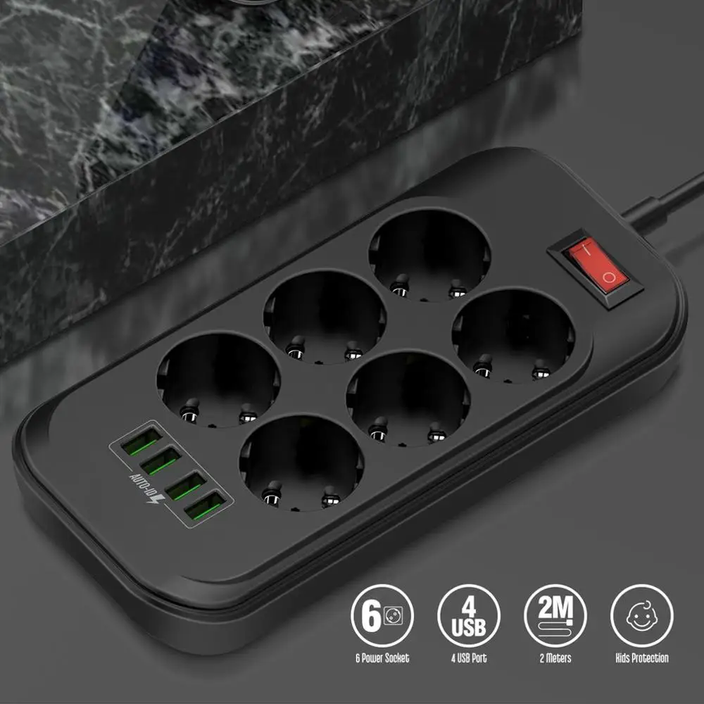 4 USB зарядное устройство для телефона, несколько розеток питания, 6 розеток для ЕС, зарядное устройство для дома/ресторана, зарядка для мобильного телефона