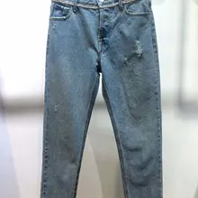 Женские Модные свободные джинсы с бриллиантовым поясом, тонкие джинсы 1226