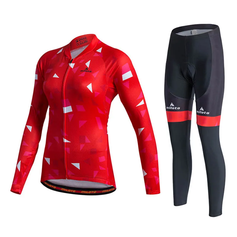 Зимний комплект Джерси для велоспорта, Mtb спортивные костюмы, Джерси, теплая флисовая женская одежда с длинным рукавом, теплые куртки для велоспорта - Цвет: Set B