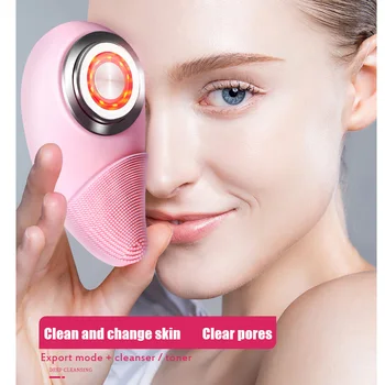 

Electric Deep Facial Cleaning Massage Brush Light Therapy Sonic Face Washing IPX7 Waterproof Silicone Face Cleanser Skin Care