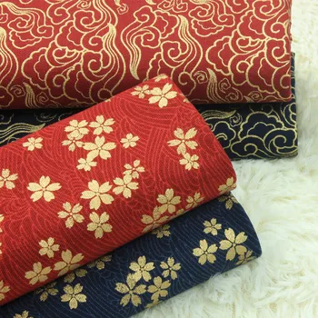 

140CMx50CM Cotton cloth bronzing gold cherry blossom clouds printed fabric handmade DIY patchwork bag kimono cheongsam fabric
