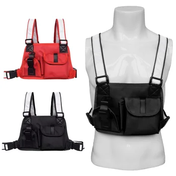 

Men & Women Tactical Vest Chest Bag Reflective Strap Radio Harness Chest Front Pack Pouch Holster Military Chest Rig Bag Kanye