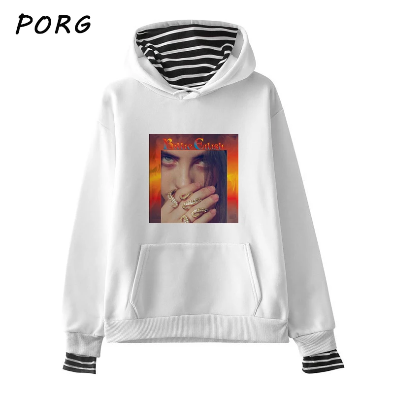 Новая уличная одежда Billie Eilish толстовки музыка Ullzang винтажные розовые с капюшоном женские толстовки для любителей музыки мужские/женские готические большие толстовки с капюшоном - Цвет: WH-7