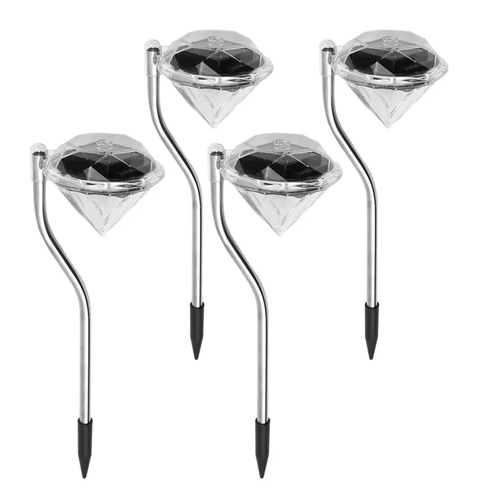 

4PCS Solar LED Garden Lights Outdoor Diamond Stake Lights Landscape Lighting Changing Pathway Lights for Yard Lawn Lamp